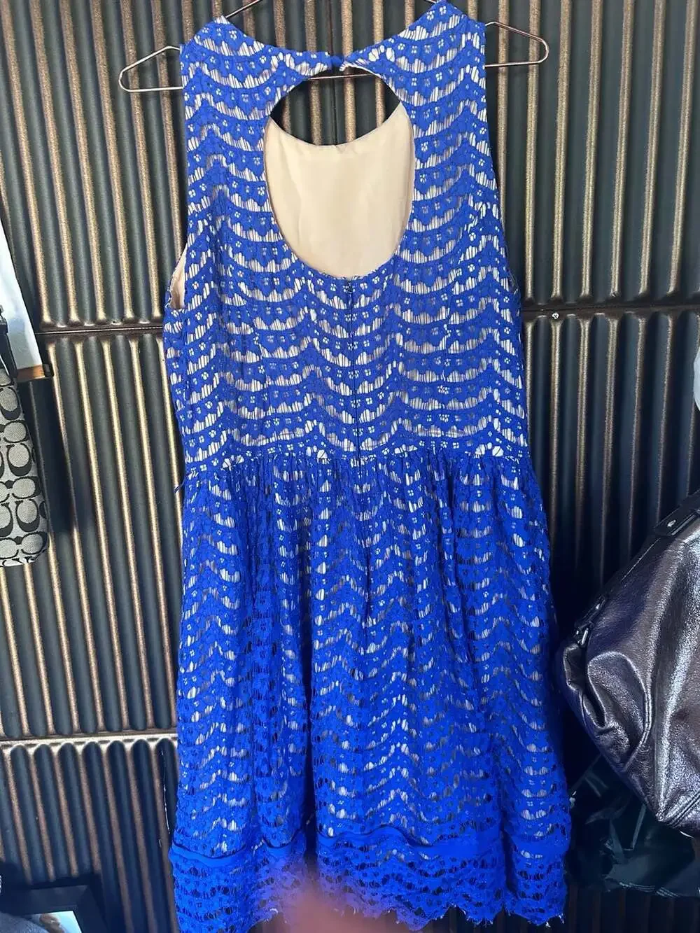 Anthropologie Eliza J Royal Blue Lace Sleeveless Cutout Back Dress Size 12